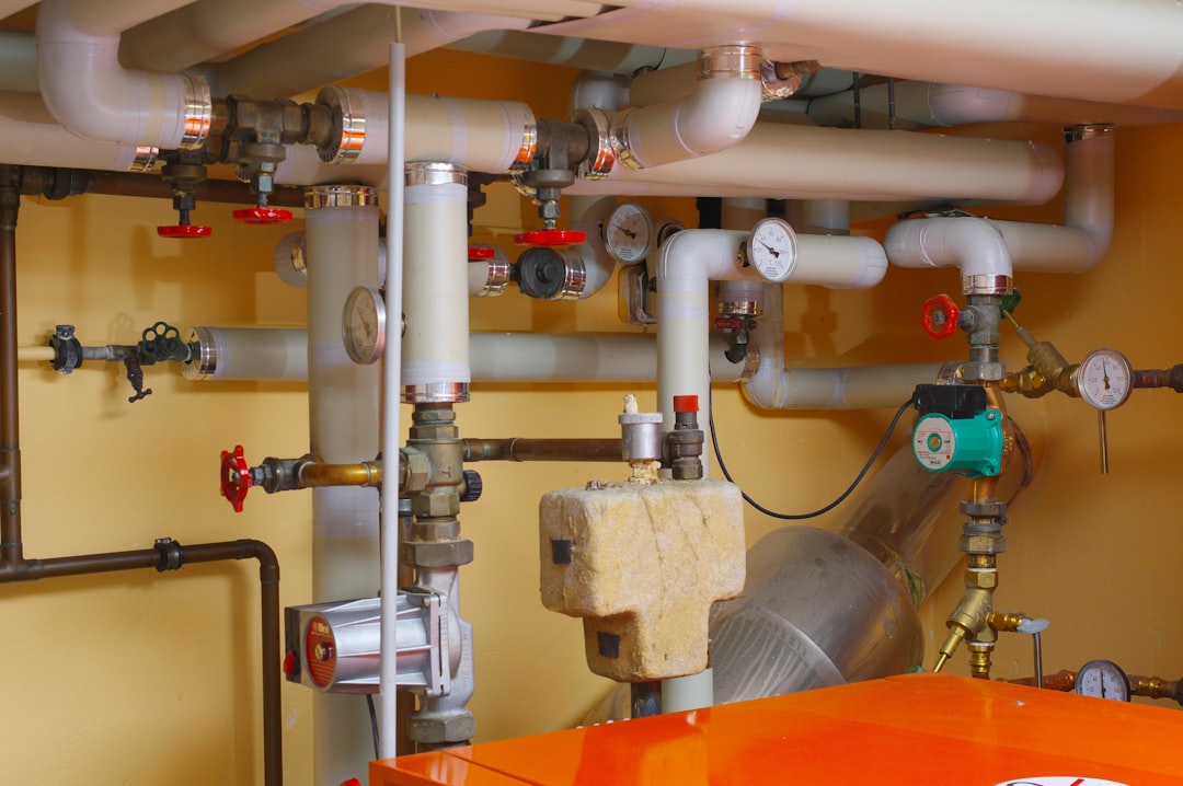 Heating system equipment in a residential utility closet