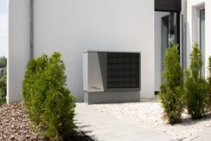 Heating system equipment installed in a residential mechanical area